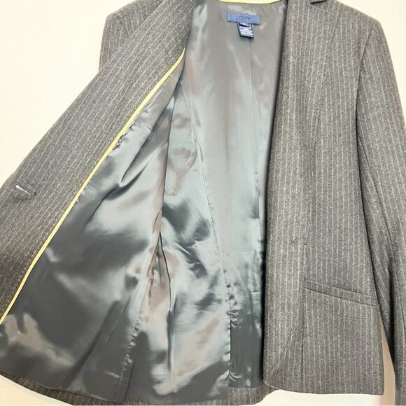 Jcrew super 120's Italian Wool Pinstripe Blazer Jacket Gray Women's size 0 - Picture 7 of 8